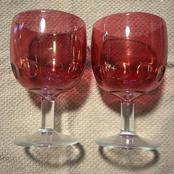 Bartlett Collins Cranberry Ruby Red Goblets set of 2 - Picture 2 of 5